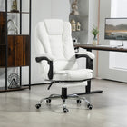 HOMCOM PU Leather Executive Reclining Office Chair with Arms - White-Covered with easy-care PU leather