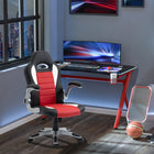 HOMCOM - Chaise de bureau en cuir PU avec accoudoir réglable - rouge-Revêtement en cuir PU de qualité supérieure, doux au toucher et facile d’entretien