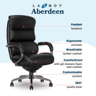 La-Z-Boy - Fauteuil de bureau en cuir reconstitué ergonomique Aberdeen - Noir-Revêtement en cuir reconstitué noir facile à nettoyer avec un chiffon humide