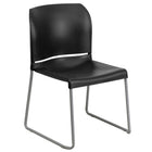 Chaise empilable noire profilée HERCULES d’une capacité de 880 lb à dossier complet avec base traîneau enduite de poudre grise-Ensemble de 5 chaises empilables polyvalentes