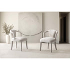 Manhattan Comfort - Lot de 2 fauteuils de salle à manger Palmer 58 cm style mid-century modern, revêtement en tweed ivoire-Cadre en bois de bouleau séché au four avec assemblages à tourillons et coins renforcés