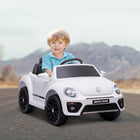 Qaba 12V Volkswagen Beetle Licensed Kids Electric RC Car - White-Soft start function provides gentle acceleration for safety 