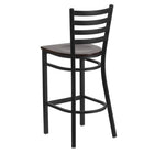 Flash Furniture HERCULES Series Black Ladder Back Metal Restaurant Barstool - Walnut Wood Seat-Walnut Finished Wood Seat
