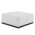 Modway Conjure Channel Tufted Upholstered Fabric Ottoman - Black/White-Channel Tufting Details