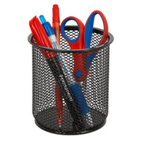 Staples - Pot à crayons en filet - Noir -Porte-stylos conçu pour ranger les fournitures scolaires et de bureau, telles que des stylos, des crayons, des règles et des ciseaux.