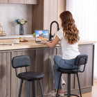 HOMCOM Counter Height Swivel Bar Stools - Black - 2 Pack-Protective plastic foot pads prevent floor scratches and reduce noise when moved
