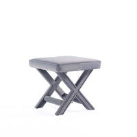 Manhattan Comfort - Abigail banc ottoman capitonné en velours style milieu du siècle 52 cm - gris-Ottoman moderne du milieu du siècle parfait pour le salon et la chambre à coucher