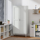 HOMCOM - Armoire de rangement en métal 69 po avec serrure - blanc-Une serrure sécurisée avec deux clés garde vos objets de valeur et documents privés en sécurité 