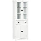 HOMCOM - Armoire de cuisine 63 po avec étagères réglables et porte en verre - blanc-Design moderne avec portes vitrées encadrées 