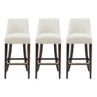 Manhattan Comfort Beever 18.9" Modern Chenille Upholstered Barstool - Cream - 3 Pack-Modern Barstool with Backrest Perfect for Bar and Kitchen Use. Set of 3