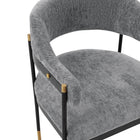 Manhattan Comfort - Lot de 2 fauteuils de salle à manger modernes Lia 24,8 po en chenille grise-Superbe cadre en métal avec accents dorés et design à dos flottant