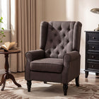 HOMCOM - Fauteuil d’appoint en tissu avec pieds en bois - accoudoirs roulés pour chambre à coucher - brun-Assise et dossier surdimensionnés épais et rembourrés pour un confort enveloppant 

