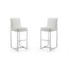 Manhattan Comfort - Element tabouret de bar moderne 16,34" en similicuir blanc perle et chrome poli - lot de 2-Tabouret de bar moderne avec dossier parfait pour une utilisation au bar et dans la cuisine. Ensemble de 2