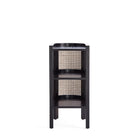 Manhattan Comfort Versailles 11.81" Industry Chic End Table 2-Piece Set - Black/Natural Cane-Delivered to you Fully Assembled! No Assembly Required