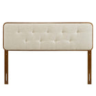 Modway Collins Tufted Fabric and Wood Queen Headboard - Walnut Beige-Dense Foam Padding