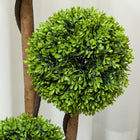 HOMCOM 35" Artificial Boxwood Triple Ball Topiary Trees - Green - 2 Pack-Colour: Light Green 