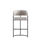 Manhattan Comfort - Augusta tabouret de bar moderne 22,8" en similicuir rembourré - gris clair - lot de 3-Dossier arrondi. Hauteur du siège : 29,7 po