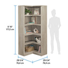 Sauder Corner 5-Shelf Bookcase - Chalked Chestnut-7