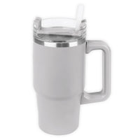 Link Products - Gobelet à double paroi avec paille en plastique - Gris-Gobelet Gris