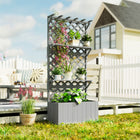 Outsunny Wooden Planter with Trellis & Hanging Roof - Plant Shelf - Drainage Holes - Bed Liner - Grey-Non-woven fabric liner separates soil from wood, prolonging planter life