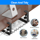 ShoppingAll Under Desk Cable Organizer Tray Wire Management Rack with 10 Cable Ties - Black - 2 Pack-9