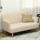 HOMCOM - Canapé 2 places avec rembourrage épais et pieds en bois - blanc crème-Tissu effet velours doux pour la peau 