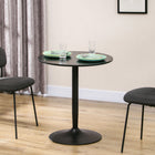 HOMCOM - Table à manger ronde avec base en acier et patin antidérapant pour salon - noir-Il dispose d'une surface ronde et spacieuse pour poser vos plats et boissons 