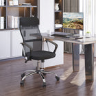 HOMCOM - Fauteuil de bureau exécutif en maille à haut dossier - noir-Le tissu en maille et le tissu aspect lin sont respirants et confortables