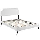 Modway Laura Vinyl Full Platform Bed with Round Splayed Legs - White-Fine Vinyl Upholstery