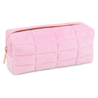 Fashion Stationery - Étui à crayons en peluche matelassé - 7,87 po L x 3,14 po l x 3,14 po H - Rose-Pour le rangement des crayons, des stylos et des petits accessoires
