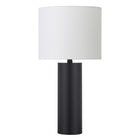 Hudson&Canal - Lampe de table York 40 cm de haut avec abat-jour en tissu - Bronze noirci/blanc-Design moderne du milieu du siècle pour votre salon, votre espace de travail ou votre table de chevet