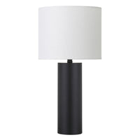 Hudson&Canal - Lampe de table York 40 cm de haut avec abat-jour en tissu - Bronze noirci/blanc-Design moderne du milieu du siècle pour votre salon, votre espace de travail ou votre table de chevet