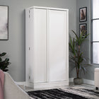 Sauder Merton Hall Large Storage Cabinet - White-Adjustable shelving: Two adjustable shelves and one fixed shelf behind each door create versatile storage options. Swing-out storage door features three adjustable and three fixed shelves