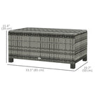Outsunny - Table basse en rotin avec plateau en verre trempé pour jardin et terrasse extérieur, gris-Rotin PE imperméable et résistant aux UV