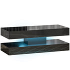 HOMCOM High Gloss Coffee Table with Adjustable LED Light - High Gloss Black-RGB LED lights with 16 colours, four modes and adjustable brightness controlled by included remote