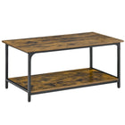 HOMCOM Rustic Coffee Table with Shelves - Rustic Brown-Industrial style adds special charm to your home and suitable for other decor
