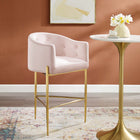Modway Savour Tufted Performance Velvet Bar Stool - Pink-Stain-Resistant Performance Velvet