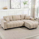 HOMCOM - Canapé sectionnel en L 3 places avec siège intégré - beige-Profitez du coussin intégré en une seule pièce, plus confortable et plus sûr 
