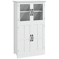 HOMCOM 23.6" L Storage Cabinet for Living Room - White-Elegant design, features glass doors, window pane-style doors and pure white colour