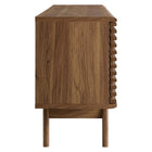 Modway Render 71" Media Console TV Stand - Walnut-Slatted Sliding Doors