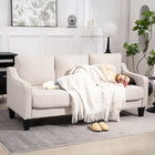 HOMCOM - Canapé 3 places en lin avec ressorts ensachés - beige-Structure en panneaux multicouches pour un soutien durable 