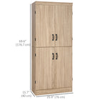 HOMCOM 69.5" H 6-Tier Kitchen Pantry Cabinet with 4 Doors - Natural Wood-Great for kitchen, bathroom, living room, study and laundry room 