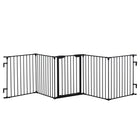 PawHut 30" H Foldable Indoor Dog Playpen with Door - Black-Can be used as a freestanding gate or mounted on the wall with included accessories 