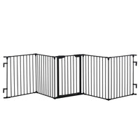 PawHut 30" H Foldable Indoor Dog Playpen with Door - Black-Can be used as a freestanding gate or mounted on the wall with included accessories 