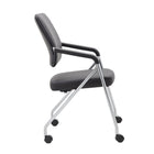 Nicer Furniture Foldable Vinyl Guest Chair with Casters - Set of 2-Weight capacity 250lbs