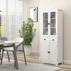 HOMCOM - Armoire de cuisine 63 po avec étagères réglables et porte en verre - blanc-Étagères à 5 niveaux offrant beaucoup d’espace pour ranger la vaisselle, les casseroles et poêles, les produits secs ou les appareils électroménagers 
