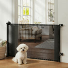 PawHut - Barrière pour chien rétractable, s’étend jusqu’à 55 po de large, barrière pour animaux en maille-L’absence de barre au sol élimine les risques de trébuchement, assurant un passage plus sûr pour tous 
