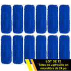 Gritt Commercial - Tête de vadrouille à poussière en microfibre bouclée - 24 po x 5 po - Bleu - Paquet de 12-Facile à laver pour une durabilité accrue