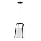 Hudson&Canal - Suspension Marduk de 28 cm de large avec abat-jour en tissu - Bronze noirci/blanc-Design moderne du milieu du siècle pour votre entrée, votre foyer ou votre cuisine