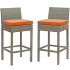 Modway - Conduit Terrasse extérieure Rotin en osier Tabouret de bar - Orange gris clair - Ensemble de 2-Tabouret de bar extérieur moderne